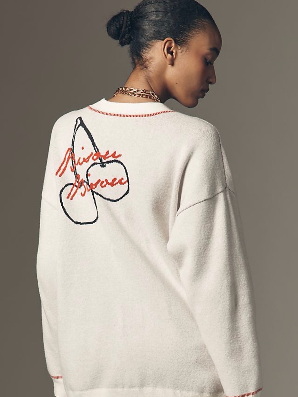 Anthropologie Lyrebird X Jordon Nickson Cardigan Sweater Ivory Pattern NWT - Picture 2 of 6